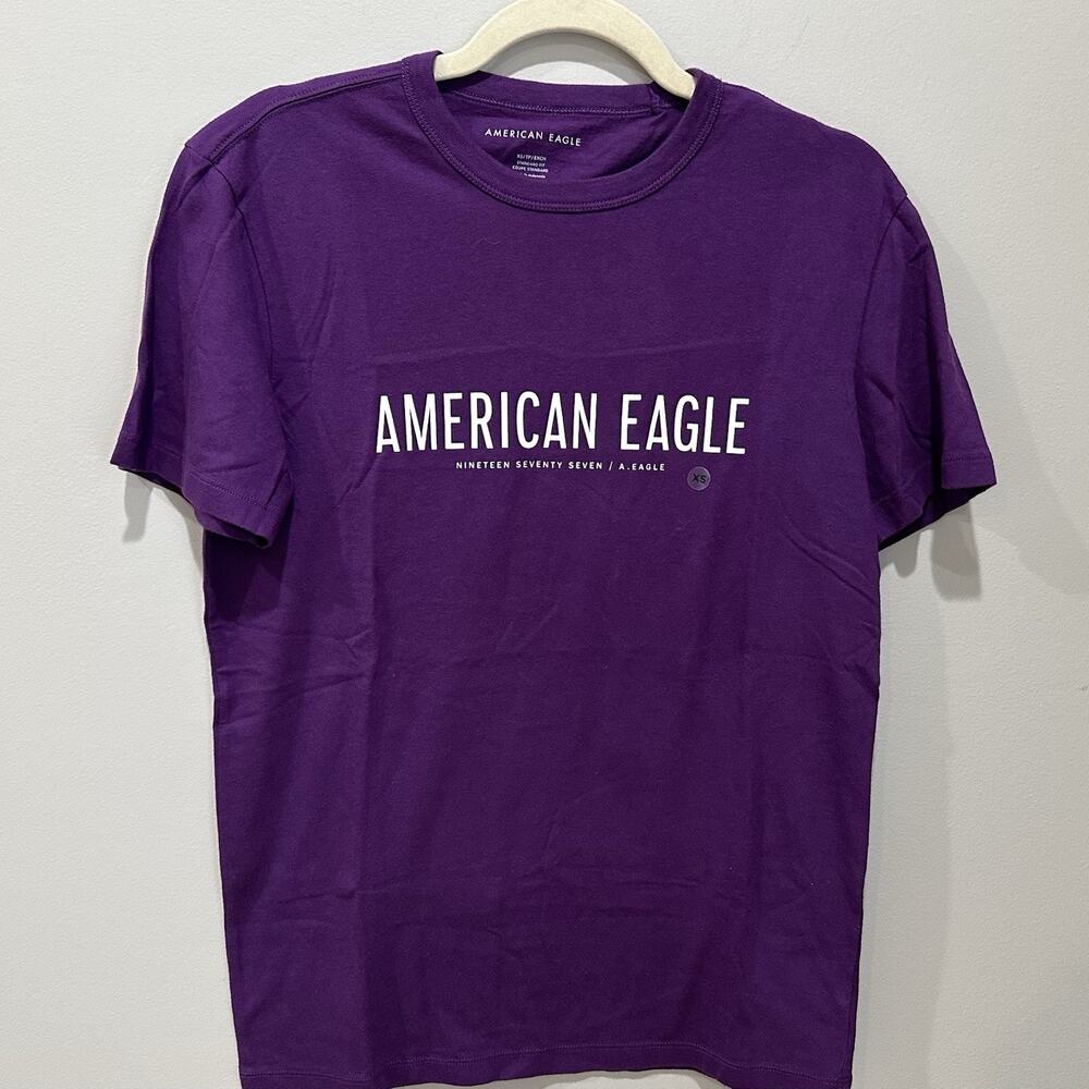 American Eagle T-Shirt Mens Size X Small Purple‎ Graphic Crew-Neck NWT